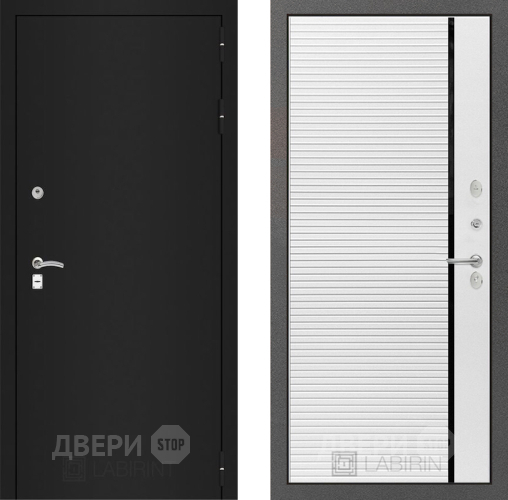 Дверь Лабиринт (LABIRINT) Classic шагрень черная 22 Белый софт в Лобне