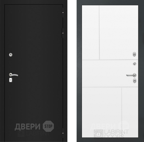 Входная металлическая Дверь Лабиринт (LABIRINT) Classic шагрень черная 21 Белый софт в Лобне
