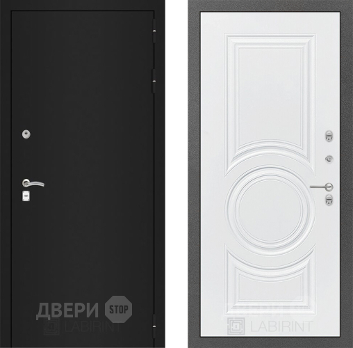 Входная металлическая Дверь Лабиринт (LABIRINT) Classic шагрень черная 23 Белый софт в Лобне