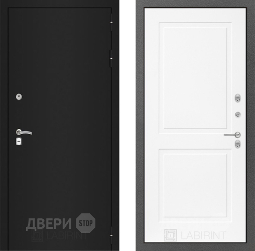 Дверь Лабиринт (LABIRINT) Classic шагрень черная 11 Белый софт в Лобне
