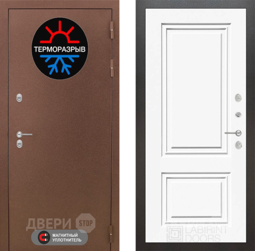 Дверь Лабиринт (LABIRINT) Термо Магнит 26 Белый (RAL-9003) в Лобне