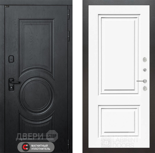Входная металлическая Дверь Лабиринт (LABIRINT) Гранд 26 Белый (RAL-9003) в Лобне