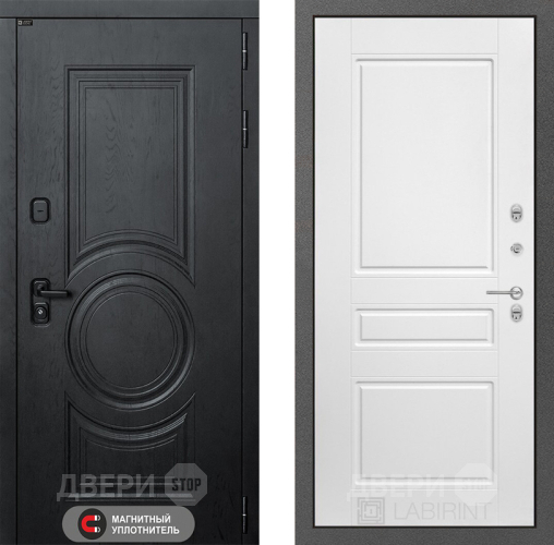 Входная металлическая Дверь Лабиринт (LABIRINT) Гранд 03 Белый софт в Лобне