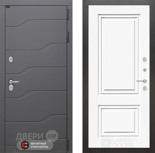 Входная металлическая Дверь Лабиринт (LABIRINT) Ривер 26 Белый (RAL-9003) в Лобне