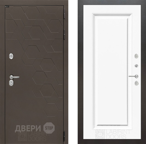 Входная металлическая Дверь Лабиринт (LABIRINT) Смоки 27 Белый (RAL-9003) в Лобне