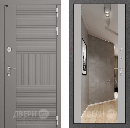 Входная металлическая Дверь Лабиринт (LABIRINT) Формо Зеркало Максимум Грей софт в Лобне