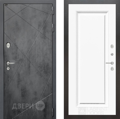 Входная металлическая Дверь Лабиринт (LABIRINT) Лофт 27 Белый (RAL-9003) в Лобне