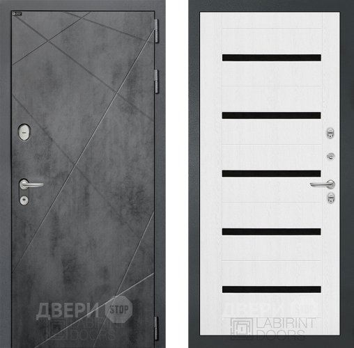 Входная металлическая Дверь Лабиринт (LABIRINT) Лофт 01 Белое дерево в Лобне