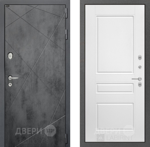 Входная металлическая Дверь Лабиринт (LABIRINT) Лофт 03 Белый софт в Лобне