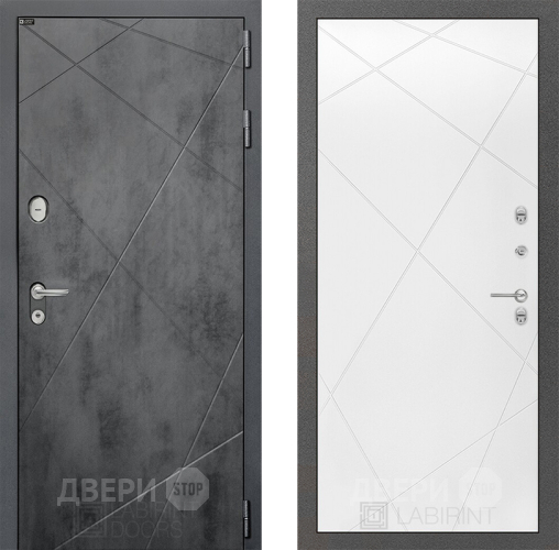 Входная металлическая Дверь Лабиринт (LABIRINT) Лофт 24 Белый софт в Лобне