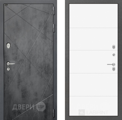Входная металлическая Дверь Лабиринт (LABIRINT) Лофт 13 Белый софт в Лобне