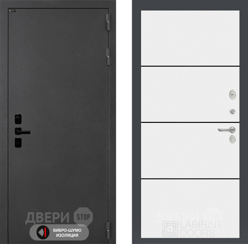 Входная металлическая Дверь Лабиринт (LABIRINT) Acustic 25 Белый софт в Лобне