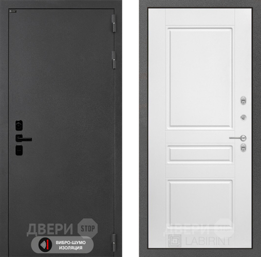 Входная металлическая Дверь Лабиринт (LABIRINT) Acustic 03 Белый софт в Лобне