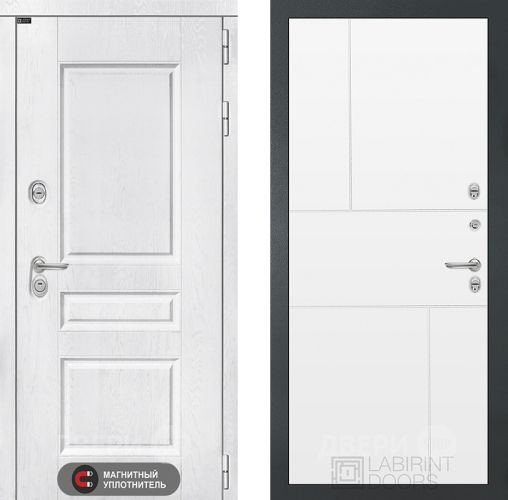 Входная металлическая Дверь Лабиринт (LABIRINT) Versal 21 Белый софт в Лобне