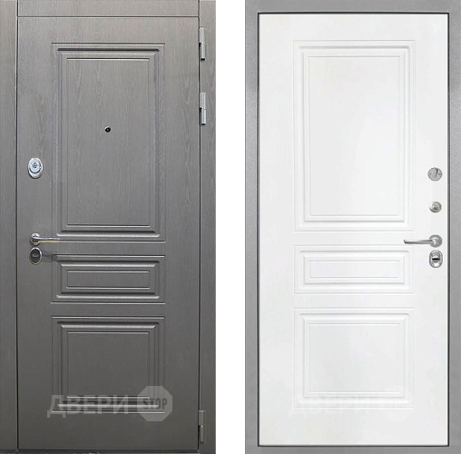 Входная металлическая Дверь Интекрон (INTECRON) Брайтон Графит ФЛ-243 Белый матовый в Лобне