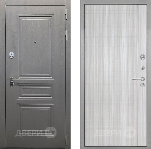 Входная металлическая Дверь Интекрон (INTECRON) Брайтон Графит В-07 с молдингом Сандал белый в Лобне