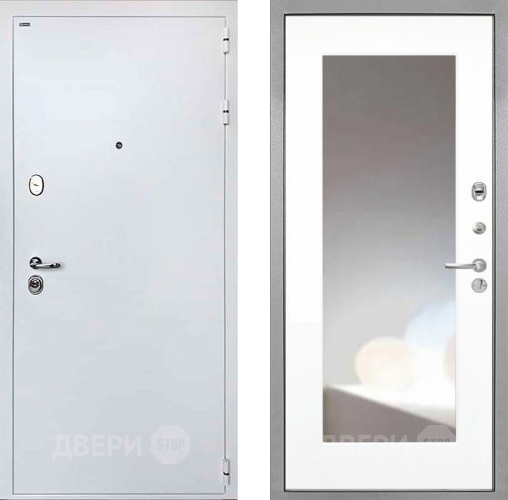 Входная металлическая Дверь Интекрон (INTECRON) Колизей White ФЛЗ-120-М Зеркало Белый матовый в Лобне