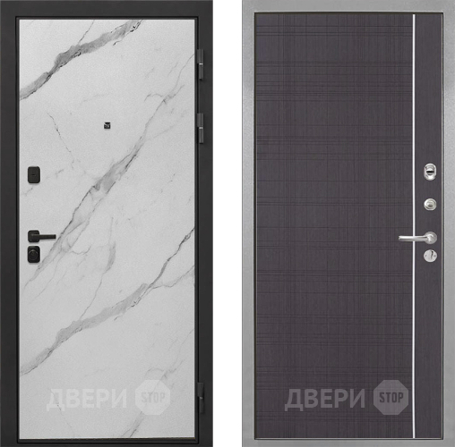 Входная металлическая Дверь Интекрон (INTECRON) Профит Black Мрамор Арктик В-07 с молдингом Венге в Лобне