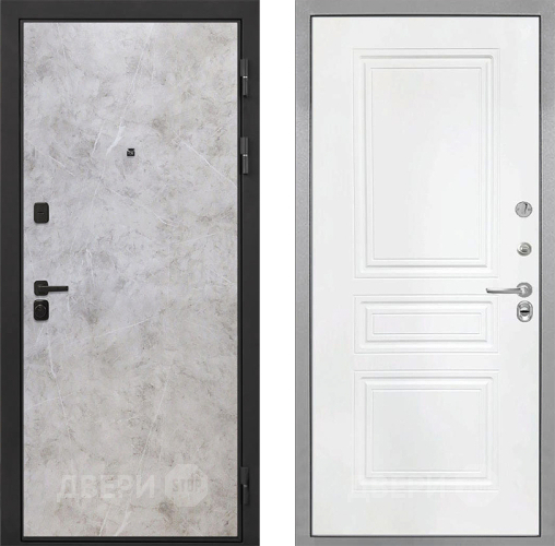 Входная металлическая Дверь Интекрон (INTECRON) Профит Black Мрамор Светлый ФЛ-243 Белый матовый в Лобне