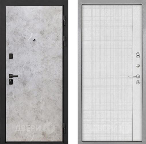 Входная металлическая Дверь Интекрон (INTECRON) Профит Black Мрамор Светлый В-07 с молдингом Лофт белый в Лобне