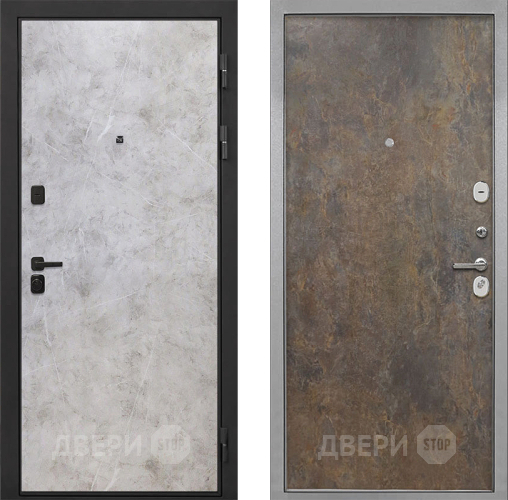 Входная металлическая Дверь Интекрон (INTECRON) Профит Black Мрамор Светлый Гладкая Гранж в Лобне