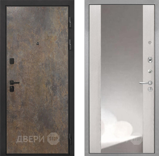 Входная металлическая Дверь Интекрон (INTECRON) Профит Black Гранж ФЛЗ-516 Зеркало Сосна белая в Лобне