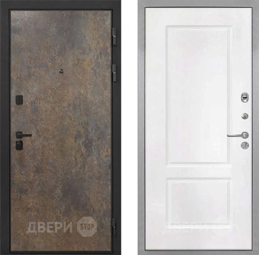 Входная металлическая Дверь Интекрон (INTECRON) Профит Black Гранж КВ-2 Белый матовый в Лобне