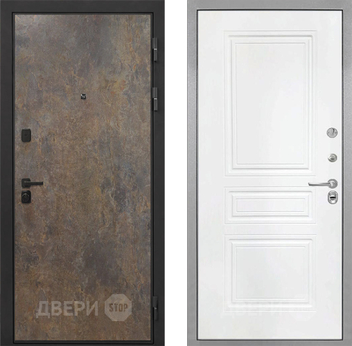 Входная металлическая Дверь Интекрон (INTECRON) Профит Black Гранж ФЛ-243 Белый матовый в Лобне