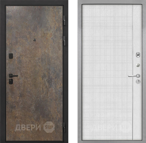 Входная металлическая Дверь Интекрон (INTECRON) Профит Black Гранж В-07 с молдингом Лофт белый в Лобне