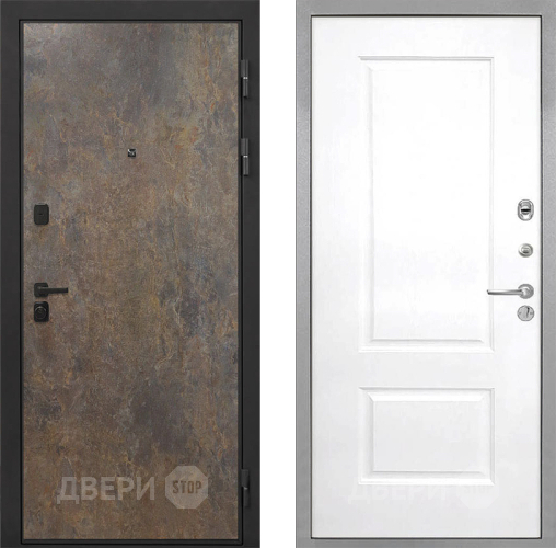 Входная металлическая Дверь Интекрон (INTECRON) Профит Black Гранж Альба Роял Вуд белый в Лобне