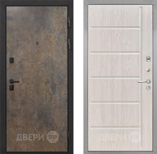 Входная металлическая Дверь Интекрон (INTECRON) Профит Black Гранж ФЛ-102 Сосна белая в Лобне