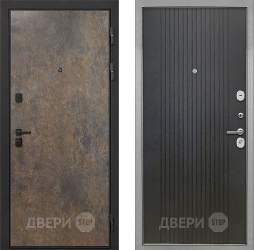 Входная металлическая Дверь Интекрон (INTECRON) Профит Black Гранж ФЛ-295 Лофт черный в Лобне
