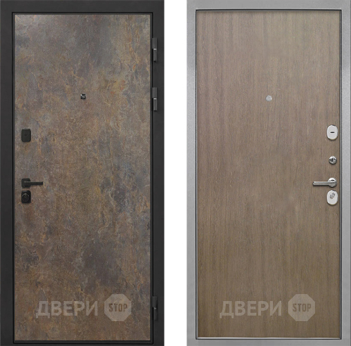 Входная металлическая Дверь Интекрон (INTECRON) Профит Black Гранж Гладкая шпон Венге коричневый в Лобне
