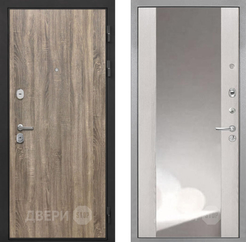 Входная металлическая Дверь Интекрон (INTECRON) Гектор Дуб Турин ФЛЗ-516 Зеркало Сосна белая в Лобне