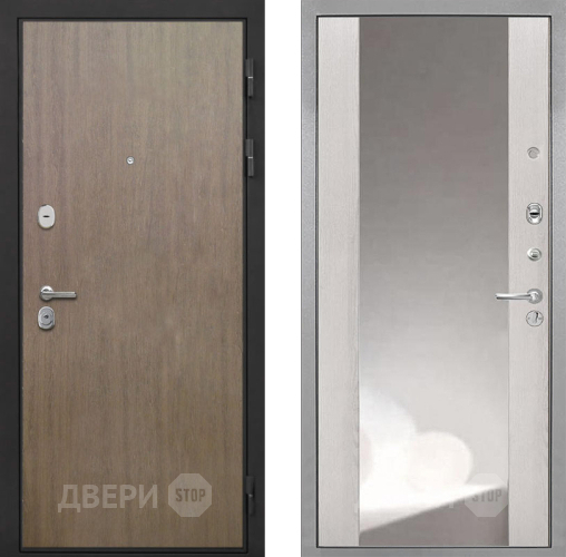 Входная металлическая Дверь Интекрон (INTECRON) Гектор Венге Коричневый ФЛЗ-516 Зеркало Сосна белая в Лобне