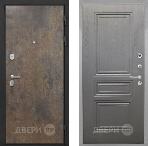 Входная металлическая Дверь Интекрон (INTECRON) Гектор Гранж ФЛ-243 Графит вуд дуб в Лобне