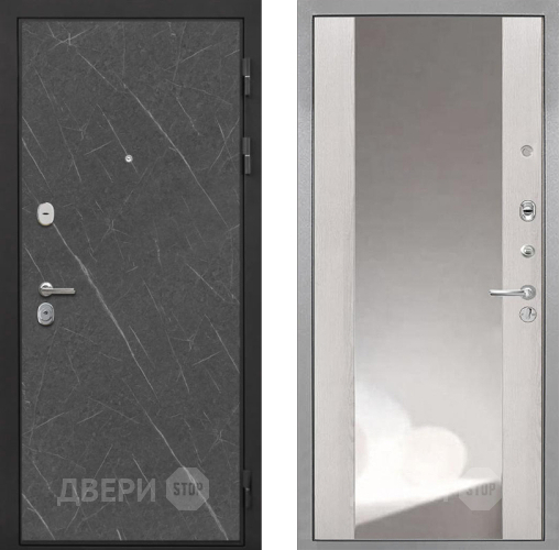 Входная металлическая Дверь Интекрон (INTECRON) Гектор Гранит Лава Оникс ФЛЗ-516 Зеркало Сосна белая в Лобне