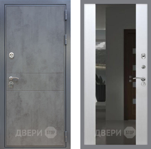 Входная металлическая Дверь Рекс (REX) ФЛ-290 СБ-16 Зеркало Белый ясень в Лобне