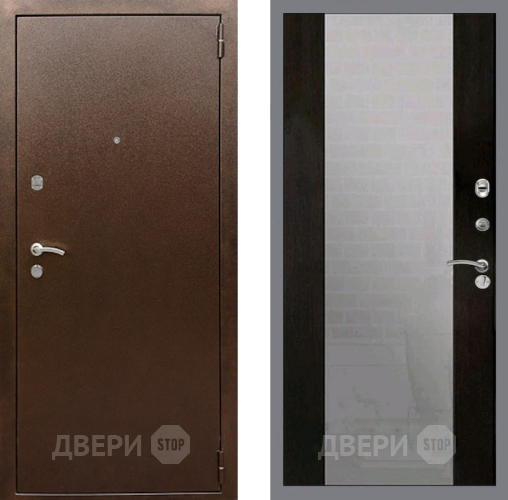 Входная металлическая Дверь Рекс (REX) 1А Медный Антик СБ-16 Зеркало Венге в Лобне