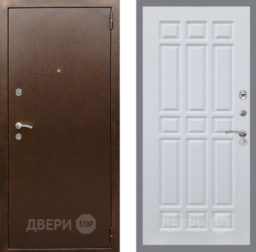 Входная металлическая Дверь Рекс (REX) 1А Медный Антик FL-33 Белый ясень в Лобне
