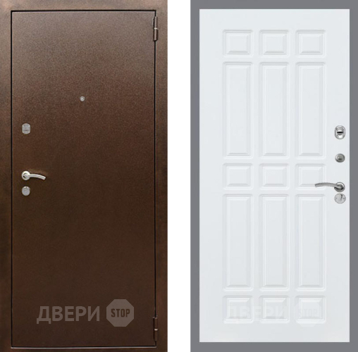 Входная металлическая Дверь Рекс (REX) 1А Медный Антик FL-33 Силк Сноу в Лобне