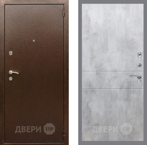 Входная металлическая Дверь Рекс (REX) 1А Медный Антик FL-290 Бетон светлый в Лобне