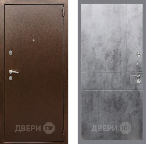 Входная металлическая Дверь Рекс (REX) 1А Медный Антик FL-290 Бетон темный в Лобне