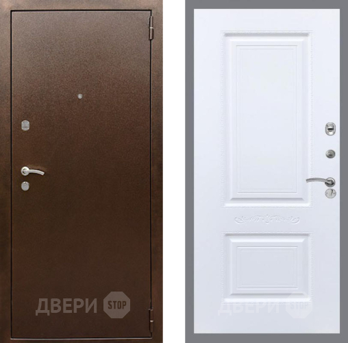 Входная металлическая Дверь Рекс (REX) 1А Медный Антик Смальта Силк Сноу в Лобне