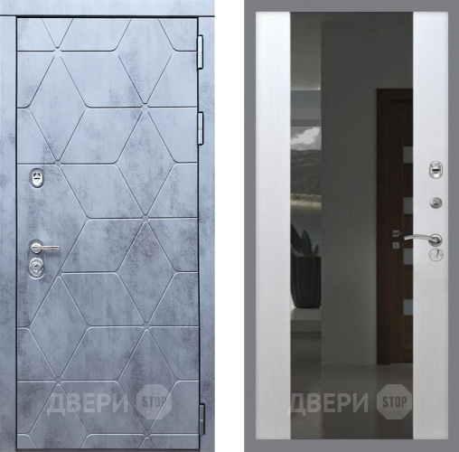 Входная металлическая Дверь Рекс (REX) 28 СБ-16 Зеркало Белый ясень в Лобне
