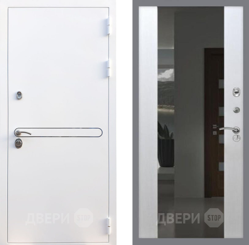 Входная металлическая Дверь Рекс (REX) 27 СБ-16 Зеркало Белый ясень в Лобне