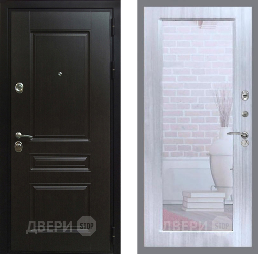 Входная металлическая Дверь Рекс (REX) Премиум-Н Зеркало Пастораль Сандал белый в Лобне