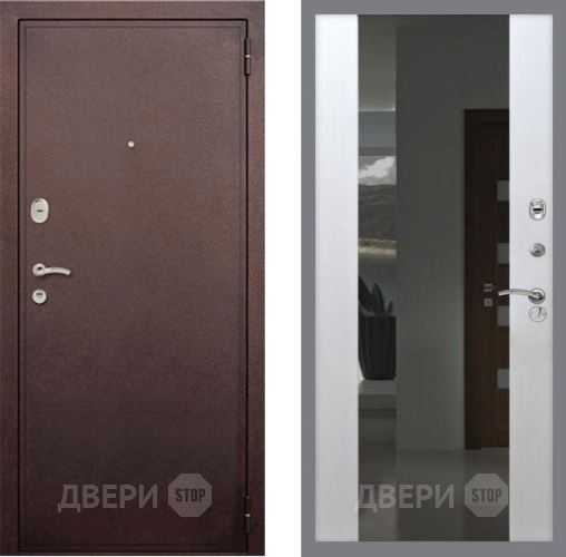 Входная металлическая Дверь Рекс (REX) 2 Медный Антик СБ-16 Зеркало Белый ясень в Лобне