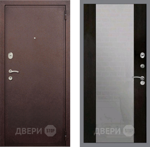 Входная металлическая Дверь Рекс (REX) 2 Медный Антик СБ-16 Зеркало Венге в Лобне