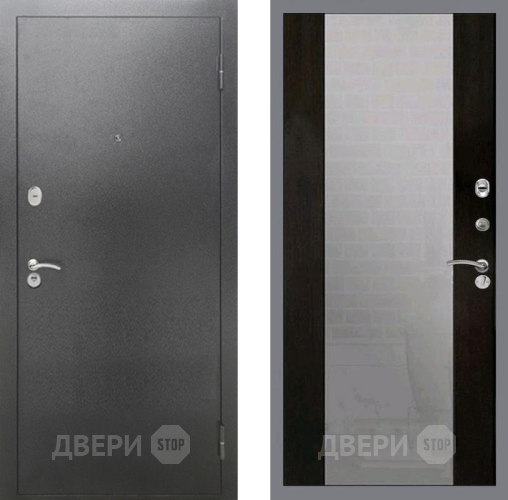 Входная металлическая Дверь Рекс (REX) 2А Серебро Антик СБ-16 Зеркало Венге в Лобне